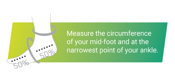 measure the circumference of your mid-foot and at the narrowest point of your ankle