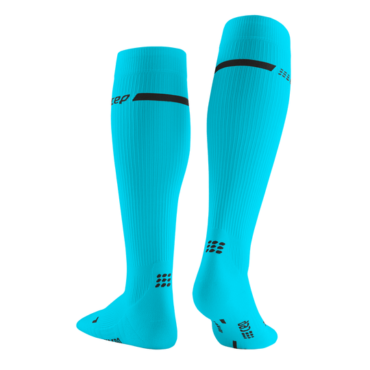 Neon Tall Compression Socks, Women, Neon Blue, Back Alternate View