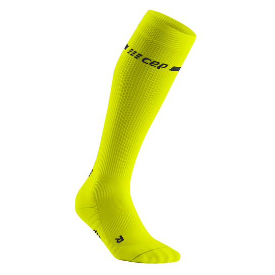 Neon Tall Compression Socks, Women, Neon Yellow, Side View