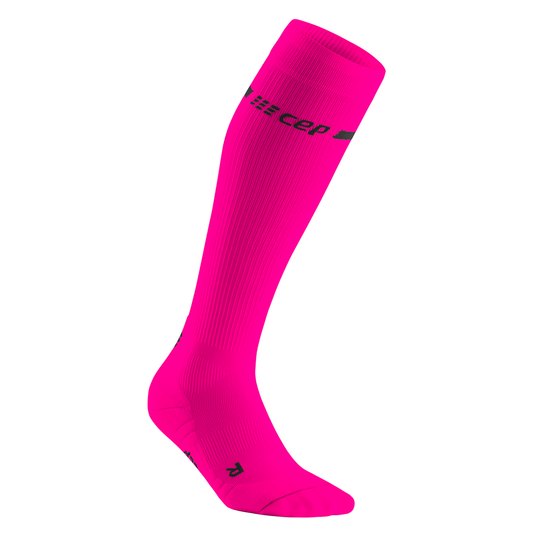 Neon Tall Compression Socks, Women, Neon Pink, Side View