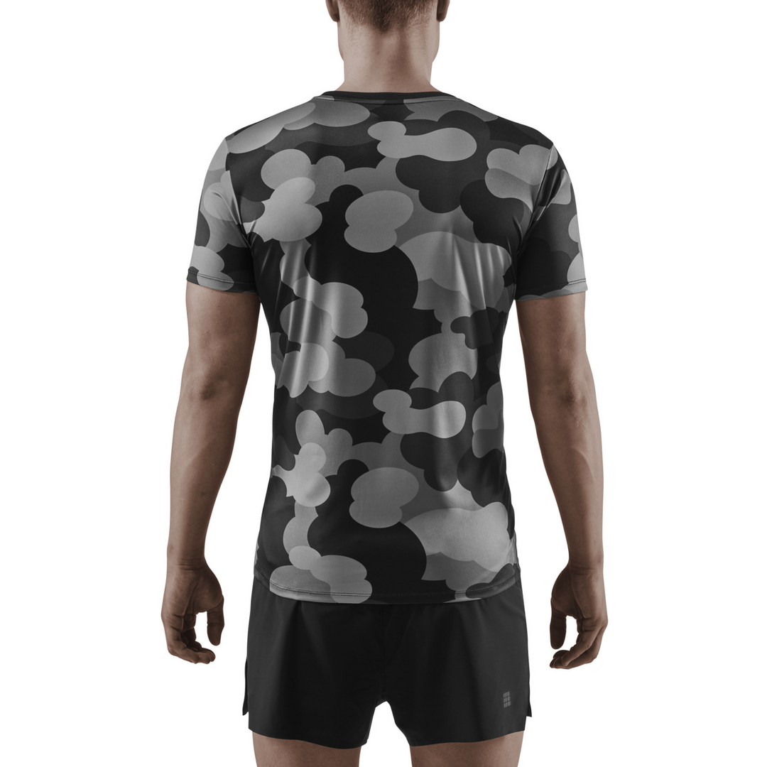 Camocloud Short Sleeve Shirt, Men, Black/Grey Camo, Back View Model