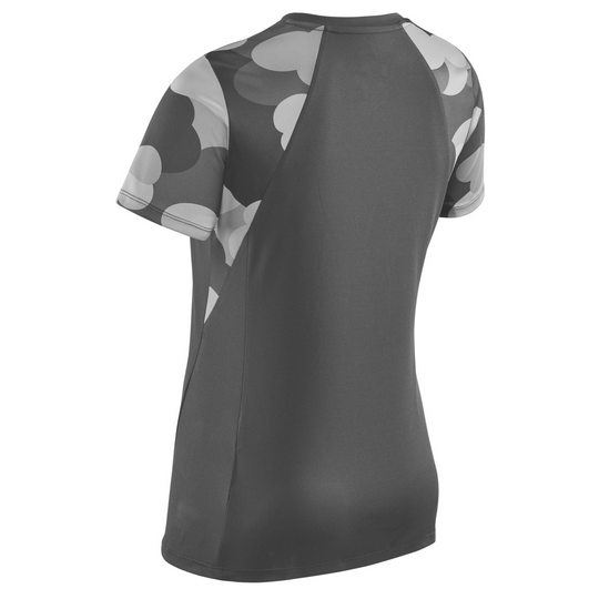 Camocloud Short Sleeve Shirt, Women, Black/Grey Camo, Back View
