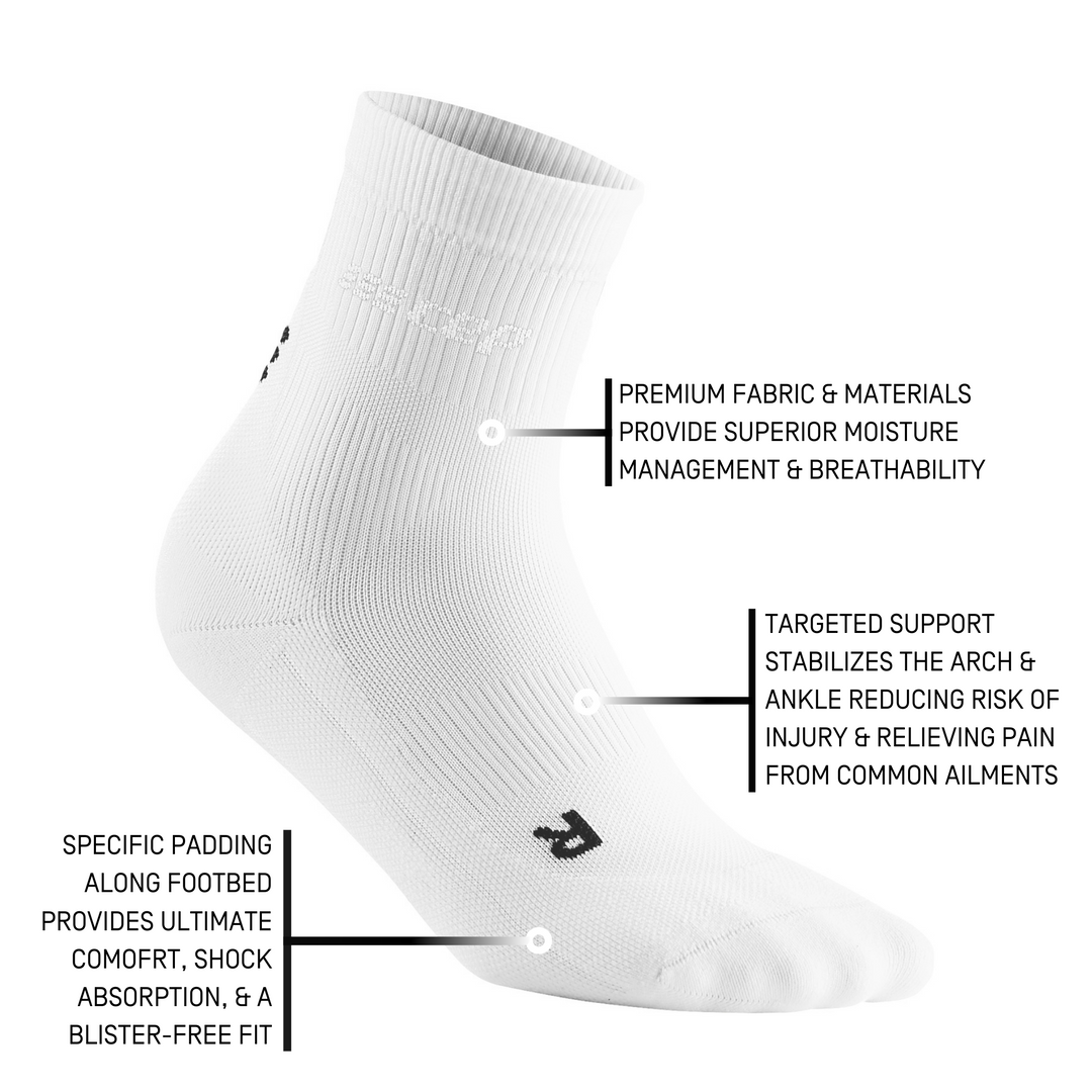 Classic Mid Cut Compression Socks, Men, White, Details