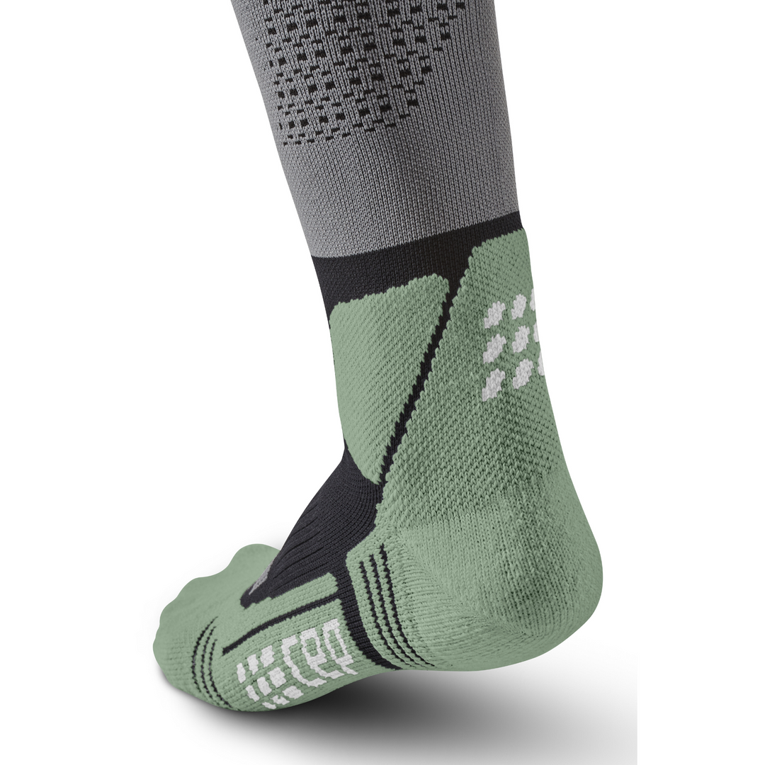 Hiking Max Cushion Tall Compression Socks, Women, Grey/Mint, Side Details