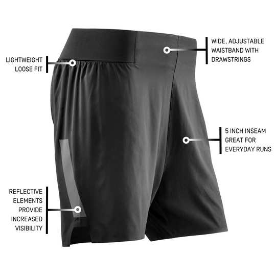 Run Loose Fit Shorts, Men, Black, Detail