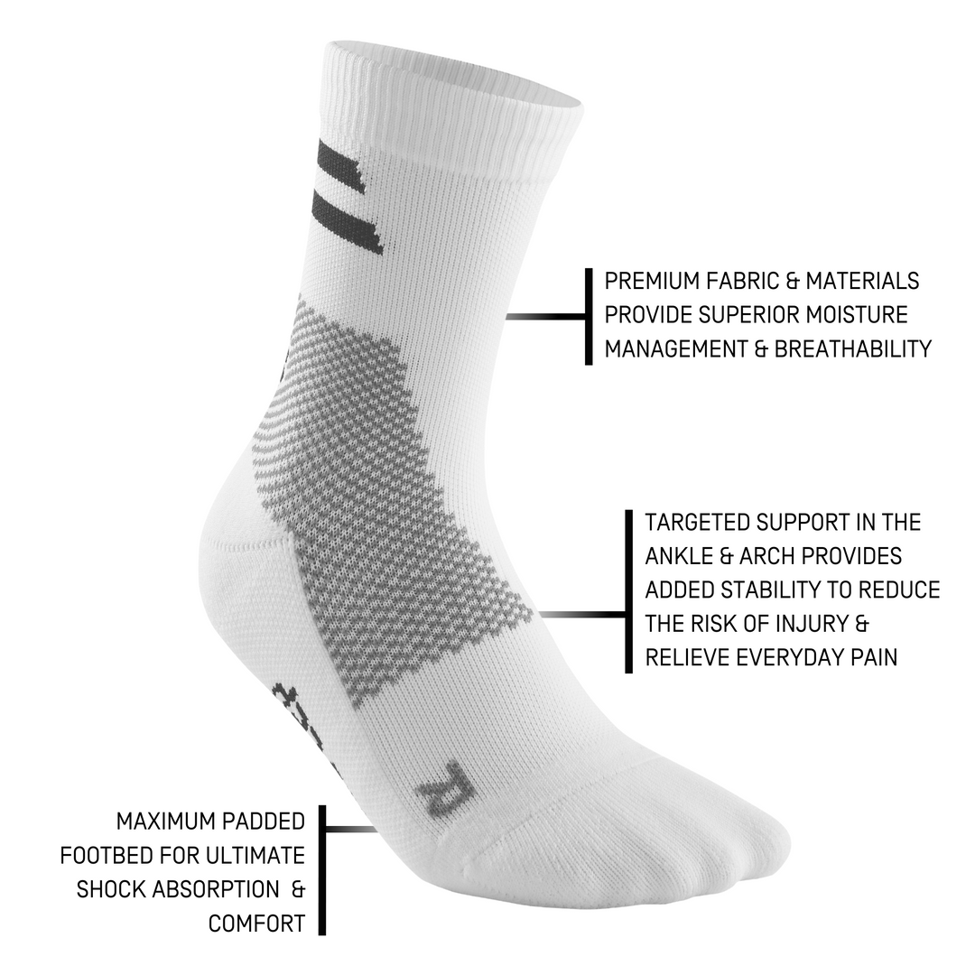 Training Mid Cut Compression Socks, Men, White Training, Details