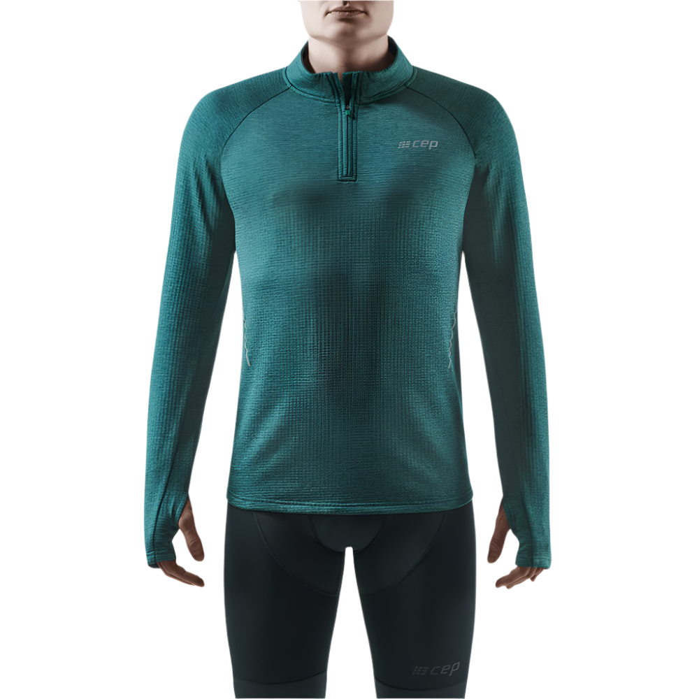 Winter Run Quarter Zip Pullover, Men, Green Melange