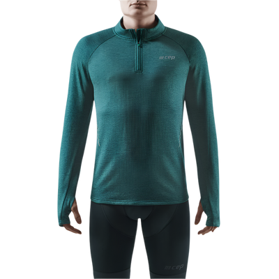 Winter Run Quarter Zip Pullover, Men, Green Melange
