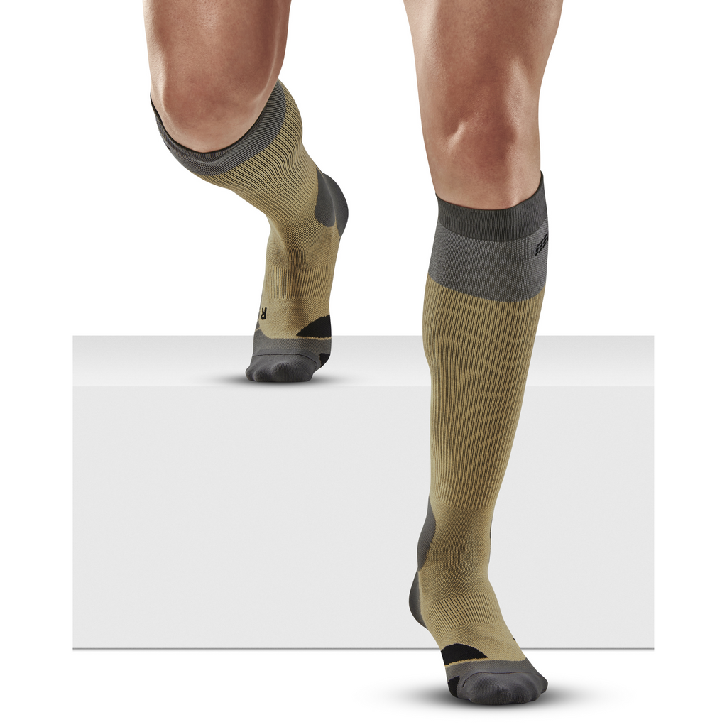 CEP - Men's HIKING MERINO SOCKS, Knee-high hiking socks with compression  in Forestgreen/Grey