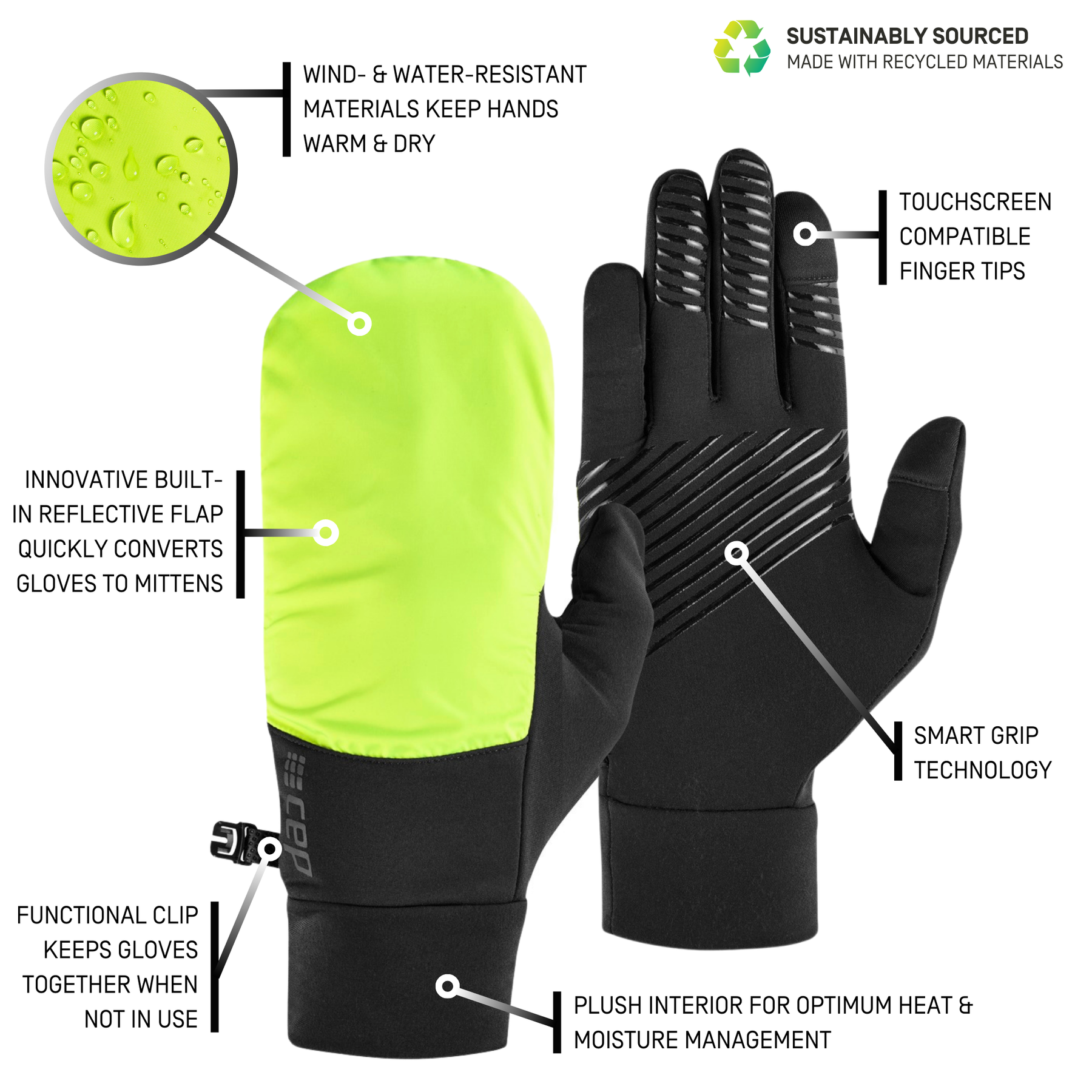 Cold Weather 2in1 Gloves CEP Athletic Compression Sportswear CEP