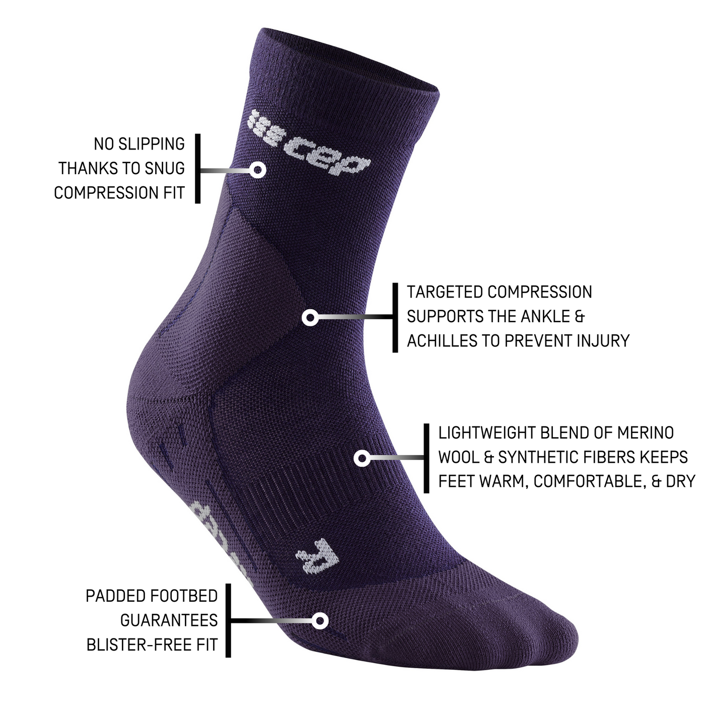Cold Weather Mid Cut Compression Socks, Women