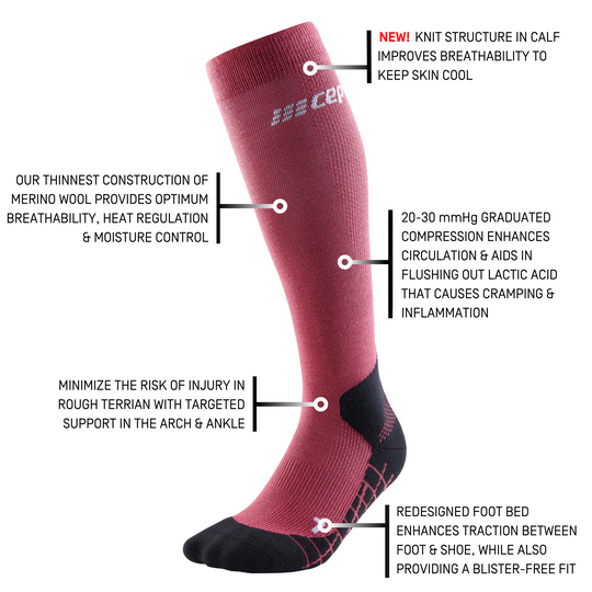 Hiking Light Merino Tall Compression Socks, Women