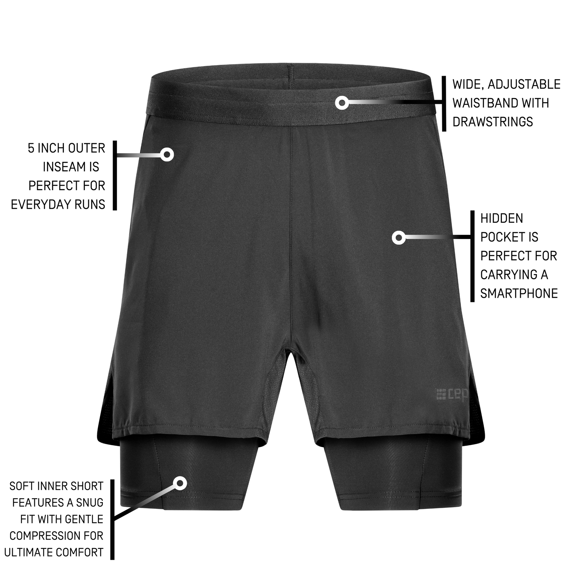 The Run 2 in 1 Shorts for Men CEP Activating Compression Sportswear CEP Compression