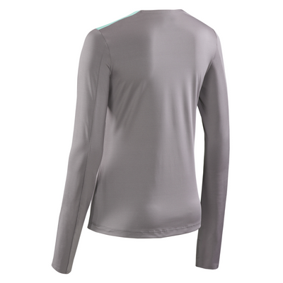 Chevron Long Sleeve Shirt, Women, Ocean/Grey, Back View