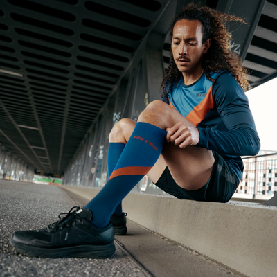 Chevron Tall Compression Socks, Men, Ocean/Grey, Lifestyle