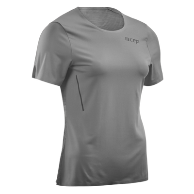 Run Short Sleeve Shirt, Women, Grey, Front View