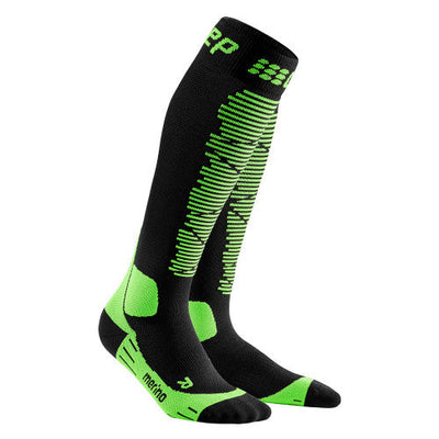Ski Merino Tall Compression Socks, Women, Black/Green