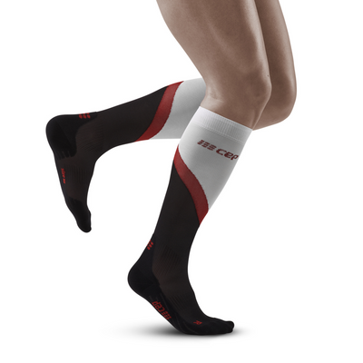 Chevron Tall Compression Socks, Men, Black/Red