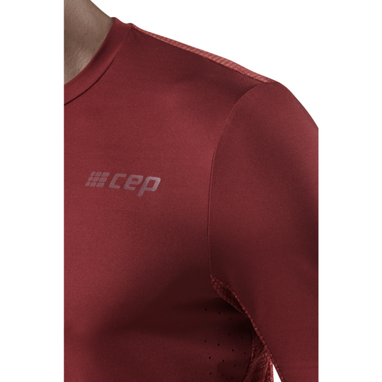 Run Long Sleeve Shirt, Men, Dark Red, Logo Detail