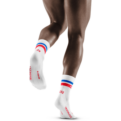 Trashless socks, Mid Cut, Men, White/Blue & Red 