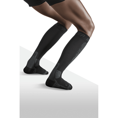 Ski Merino Tall Compression Socks, Women, Black Anthracite, Back View Model