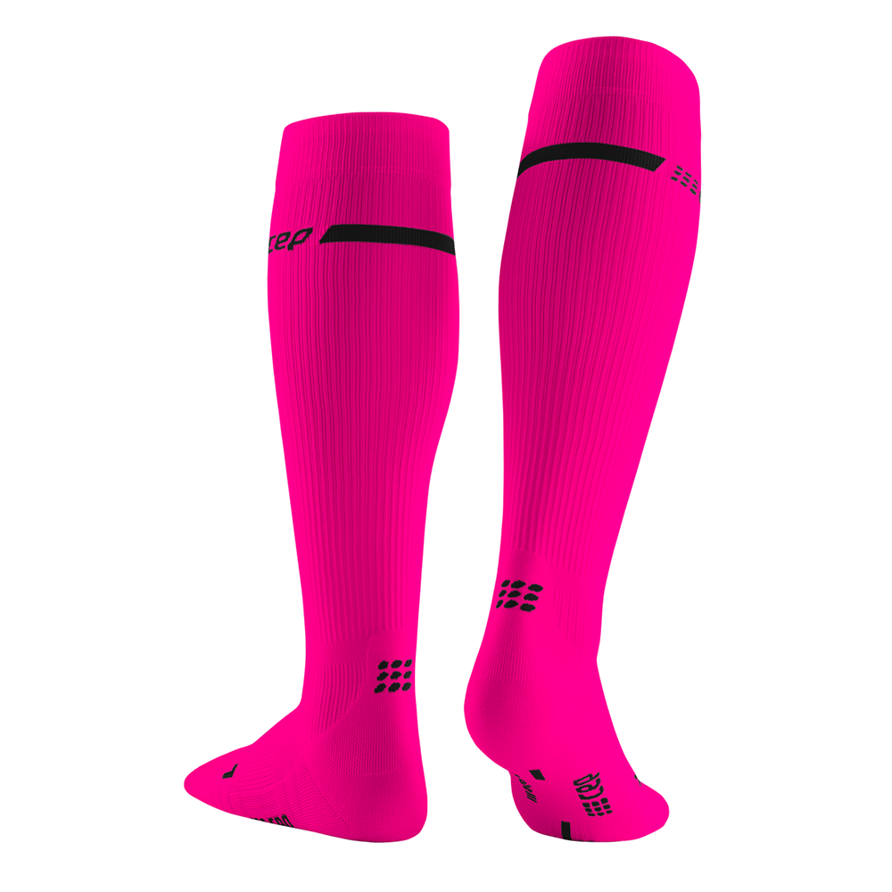 Calcetines de compresión altos neón, mujer, rosa neón, vista alternativa de espalda