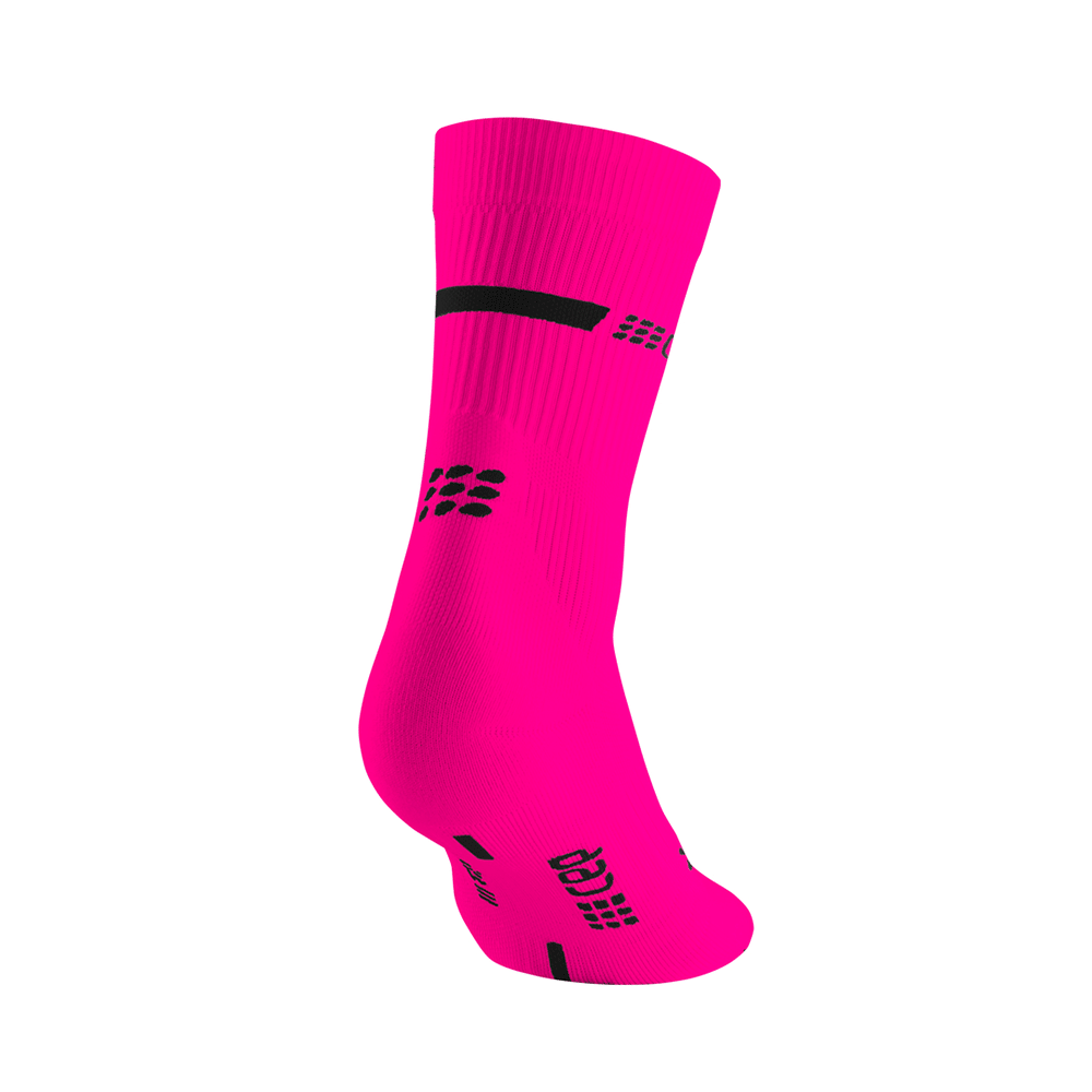 Neon Mid Cut Compression Socks, Women, Neon Pink, Back View