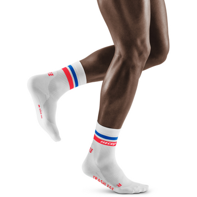 Trashless socks, Mid Cut, Men, White/Blue & Red 
