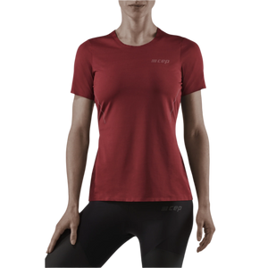 Run Short Sleeve Shirt, Women, Dark Red