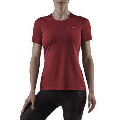 Run Short Sleeve Shirt, Women, Dark Red