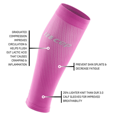 Ultralight Compression Calf Sleeves, Women, Electric Pink/Light Grey, Detail