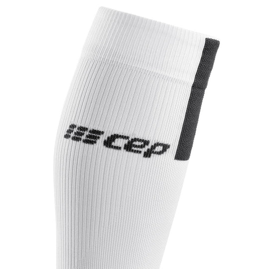 Calcetines de compresión altos 3.0, mujeres, blanco/gris oscuro, detalle del logo