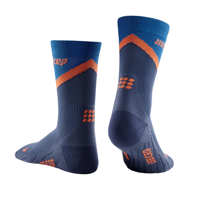 Chevron Mid Cut Compression Socks, Women, Peacoat/Blue, Back View