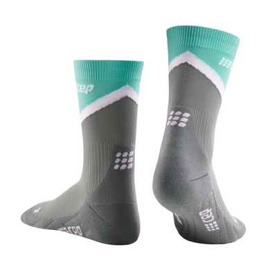 Chevron Mid Cut Compression Socks, Men, Ocean/Grey, Back View