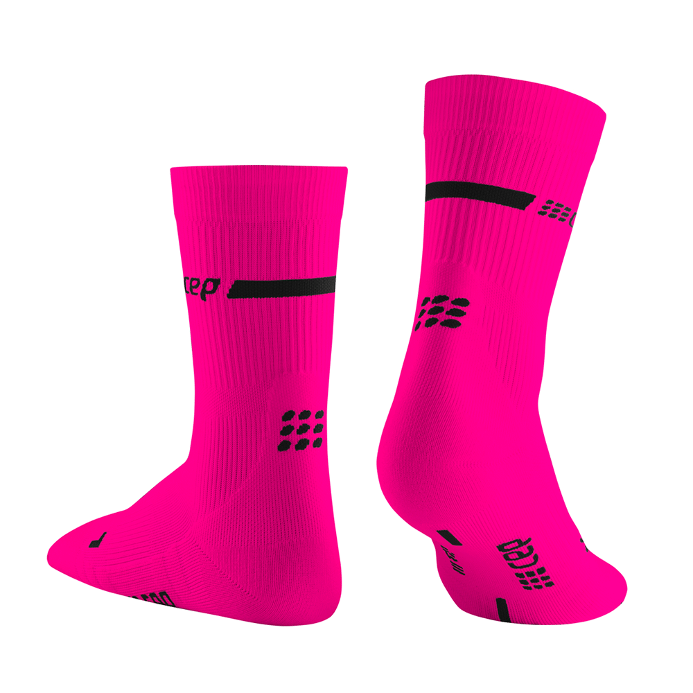 Neon Mid Cut Compression Socks, Women, Neon Pink, Back Alternate View