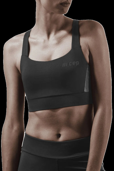 Sports Bra, Black, Front View Model