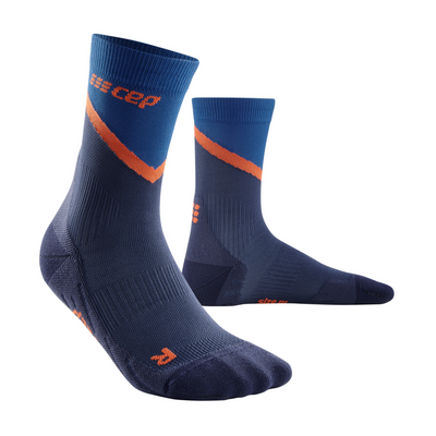 Chevron Mid Cut Compression Socks, Men, Peacoat/Blue, Front View