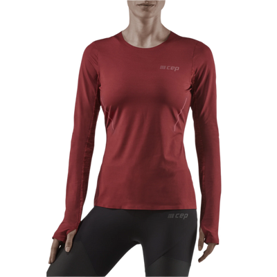 Run Long Sleeve Shirt, Women, Dark Red