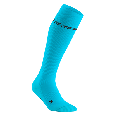 Neon Tall Compression Socks, Women, Neon Blue, Side View