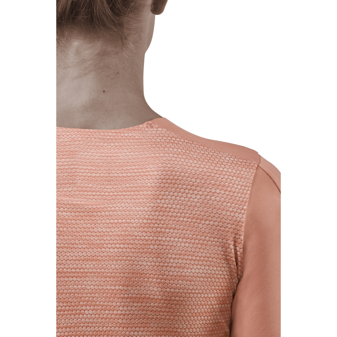 Camisa Run de manga corta, mujer, rosa, detalle en la espalda