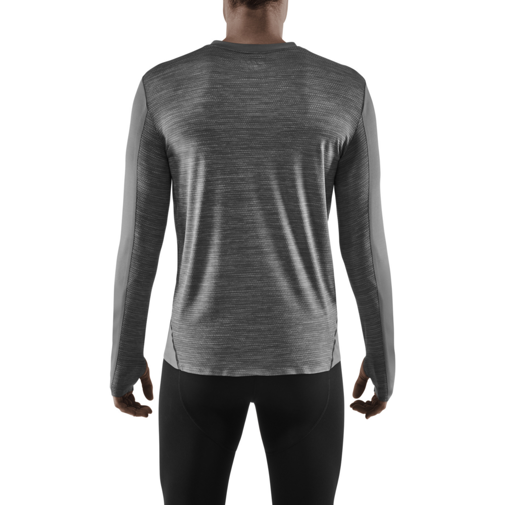 Run Long Sleeve Shirt, Men, Grey, Back View Model