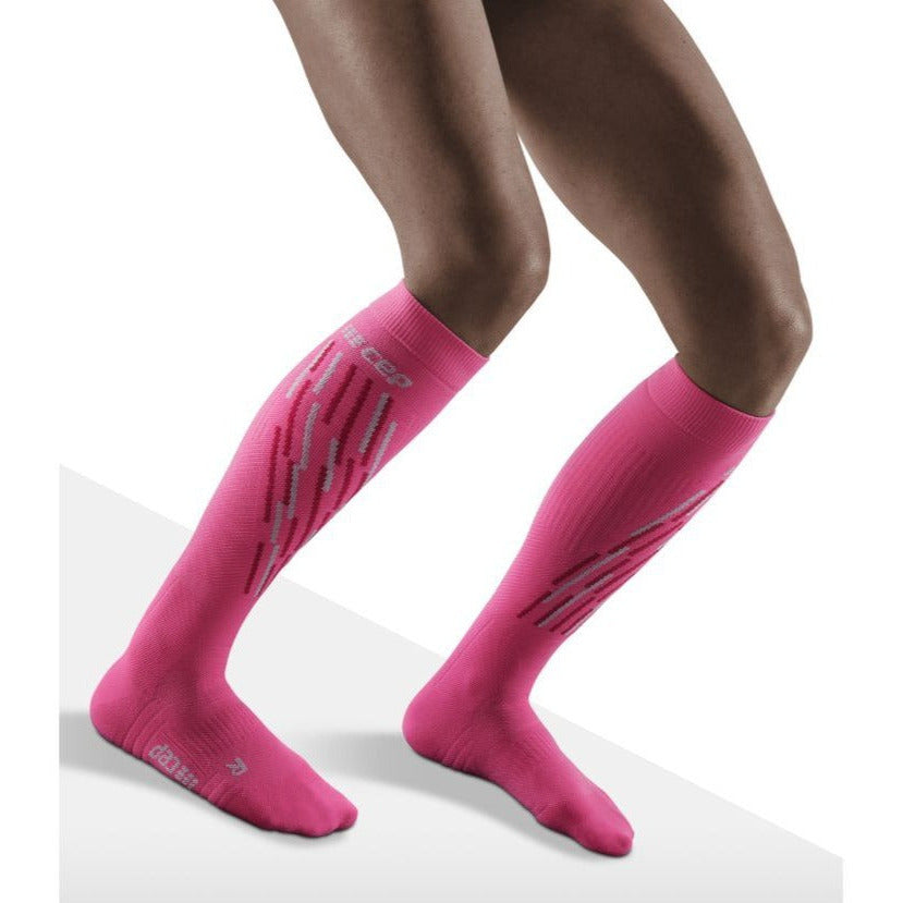 Ski Thermo Socks, Women, Pink/Flash Pink - Front View Model