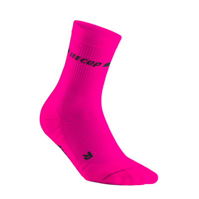 Neon Mid Cut Compression Socks, Women, Neon Pink, Side View