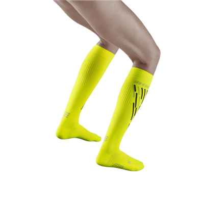 Ski Thermo Tall Compression Socks, Women, Flash Yellow - Back View Model