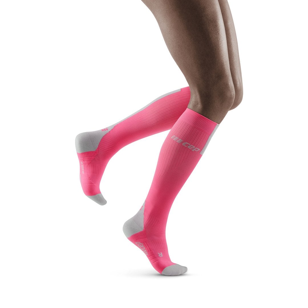 Ψηλές κάλτσες συμπίεσης 3.0, γυναικείες, ροζ/ανοιχτό γκρι