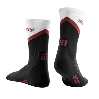 Chevron Mid Cut Compression Socks, Men, Black/Red, Back View