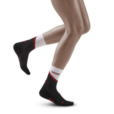 Chevron Mid Cut Compression Socks, Women, Black/Red