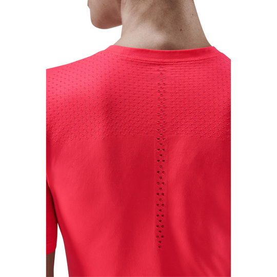 Camisa ultraleve de manga curta, feminina, rosa, detalhe nas costas