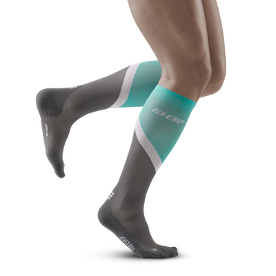Chevron Tall Compression Socks, Men, Ocean/Grey