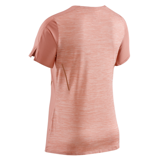 Camiseta Run de manga corta, mujer, rosa, vista trasera